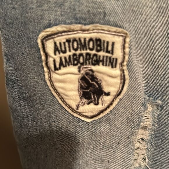 EYH Overalls Denim Cuffed Size Large Patches - Picture 4 of 9